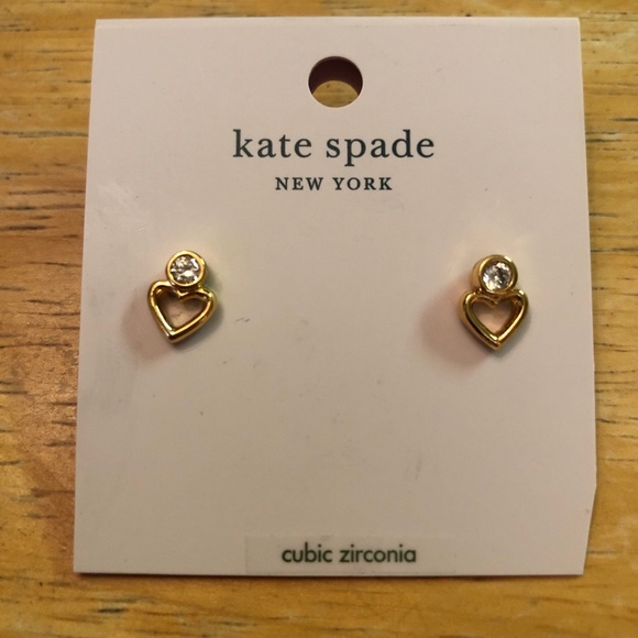 Kate Spade Gold Plated Shining Spade Stud Earrings Cubic Zirconia Accents NWT - Picture 5 of 11